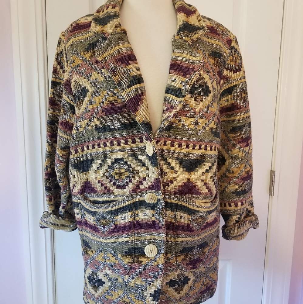 Vintage New Identity Aztec Tapestry Coat